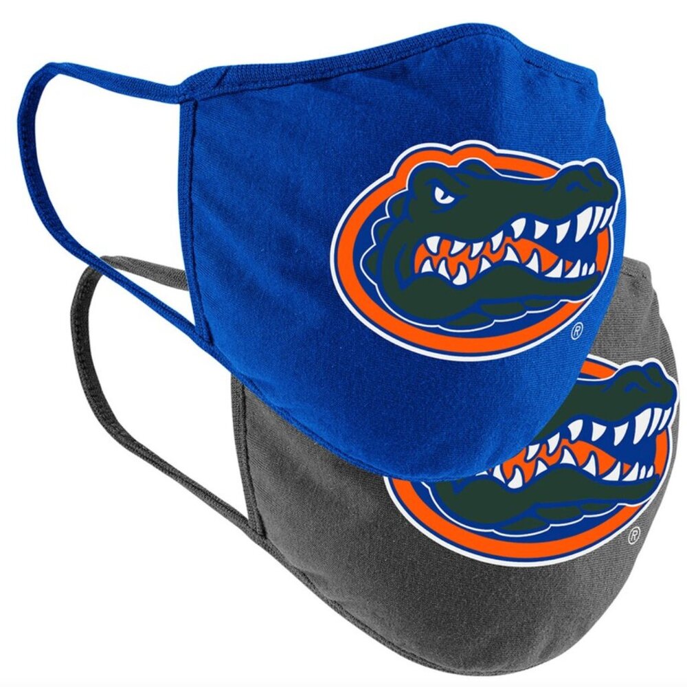 NEW Adult Colosseum Florida Gators Logo Face Covering 2-Pack, Blue & Charcoal